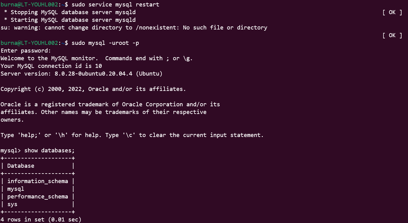 ubuntu子系统安装mysql